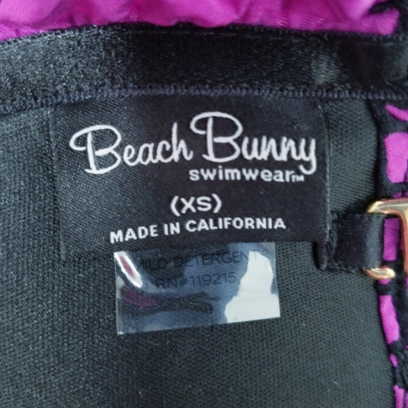 Beach Bunny Magenta & Black Fishnet Lace Corset Detail Balconette Bikini Top XS - Picture 12 of 15